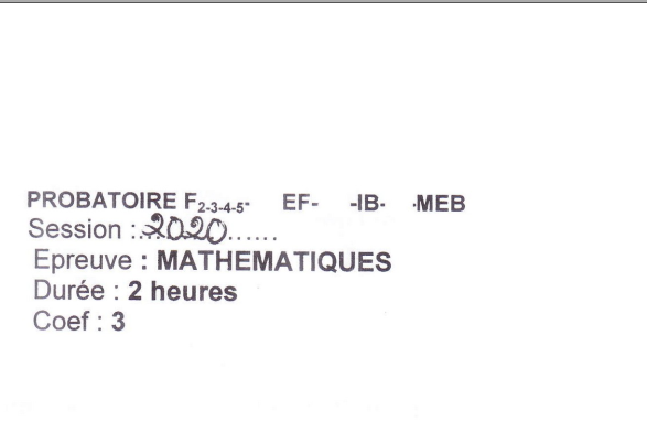 Probatoire F4 Génie Civil 2020 Mathématiques Cameroun PDF