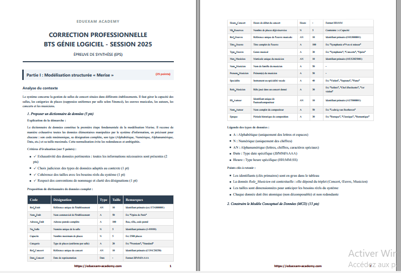 Correction de l'épreuve  professionnelle de synthèse bts GL 2025