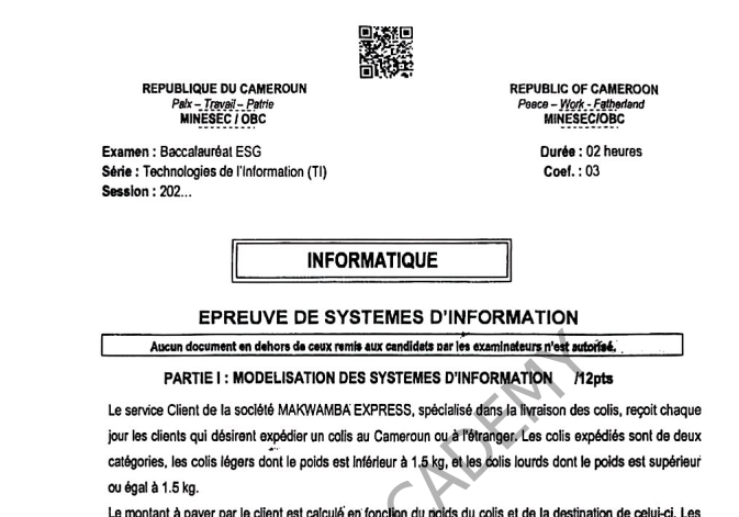 Bac TI 2025 - épreuve de système information