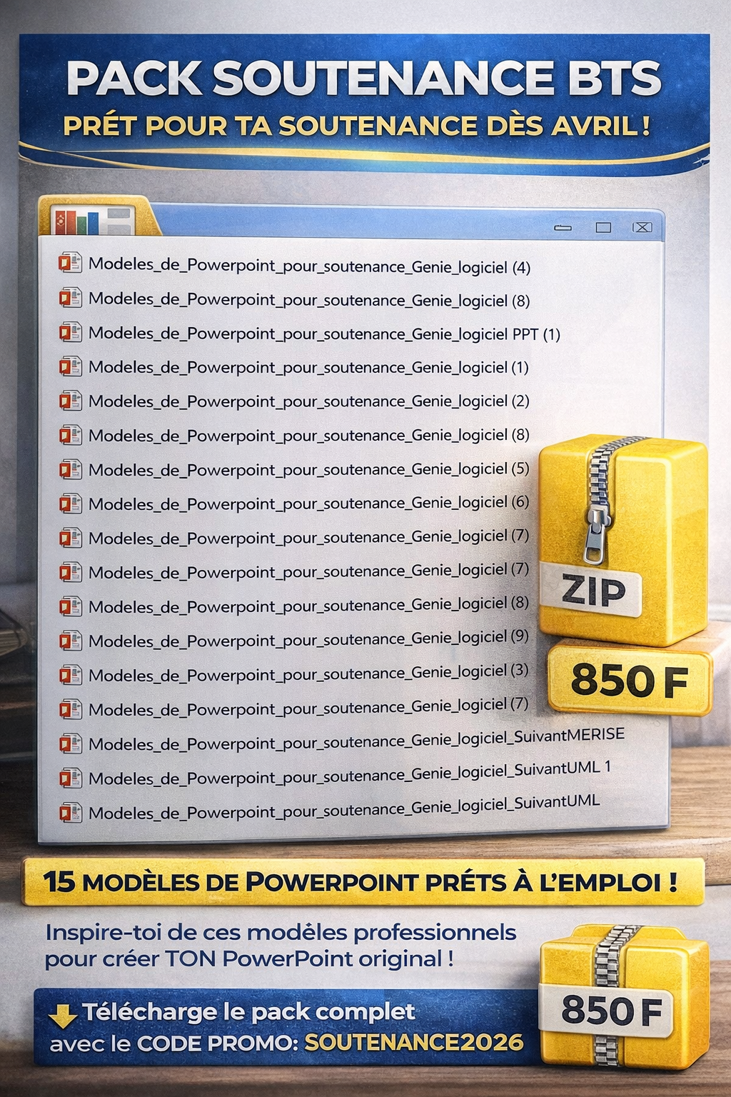 Plus de 15 modèles PowerPoint Soutenance BTS 2026 – Informatique et Web