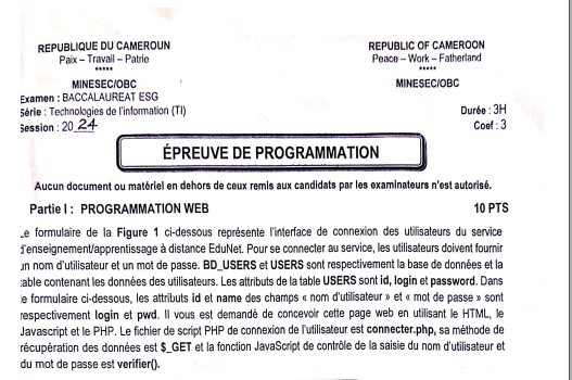 Bac Ti 2024 Epreuve de programmation