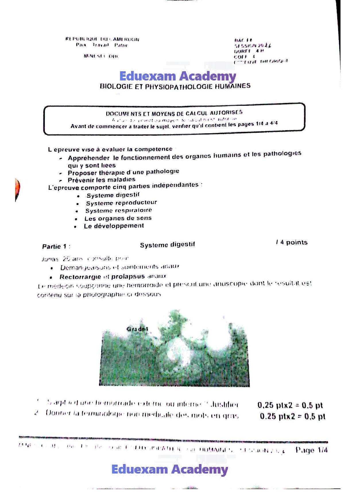 Epreuve Baccalauréat Biologie Physiopathologie F8 2026