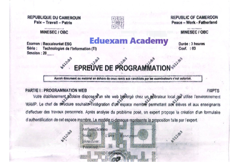 Epreuve de Baccalauréat TI 2026 Cameroun – Sujets Complets