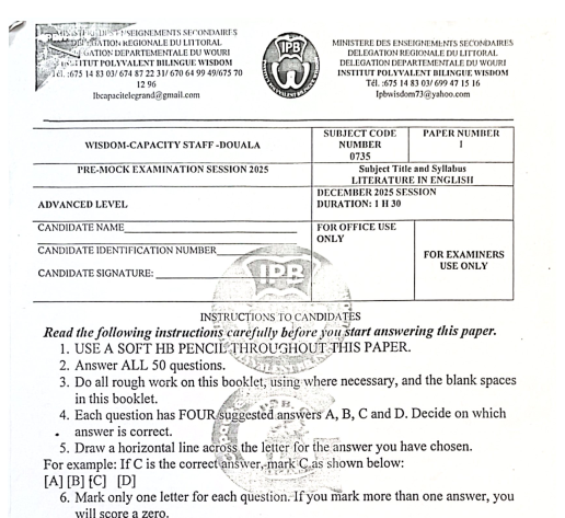 Wisdom-Capacity Fee-Shock GCE A/L MCQ – 2025