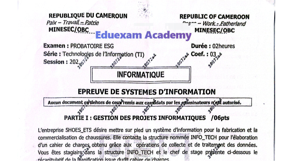 Pack Complet Probatoire Série TI 2026 – Toutes les Épreuves Officielles Technologies Information Cameroun