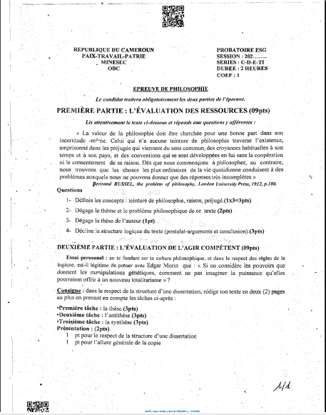 Probatoire D 2025 - Philo