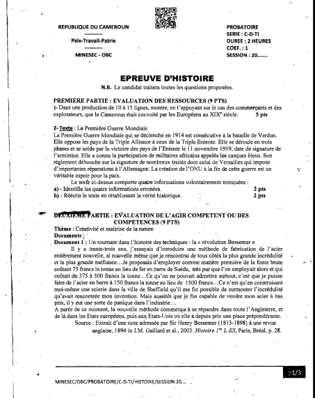 Probatoire TI 2025 - Hist-Géo