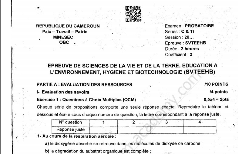Probatoire TI 2025 - SVT