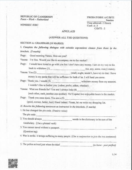 Probatoire D 2025 - Anglais