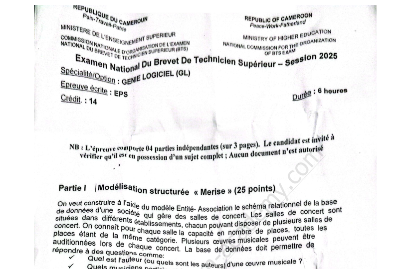 Épreuve professionnelle de synthèse BTS Génie Logiciel 2025