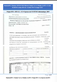 prépa bts epreuve système informatique