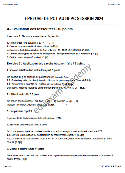 BEPC 2024 - Complet