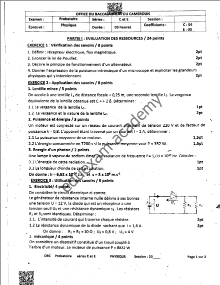 Probatoire C 2025 - Physique