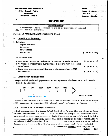 BEPC 2025 - Hist-Géo