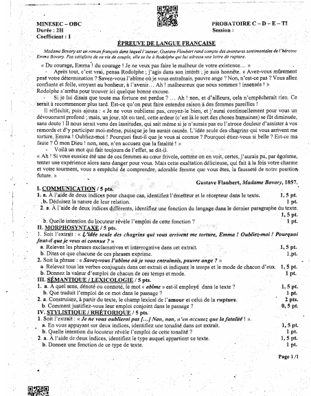 Probatoire C 2025 - Langue Française